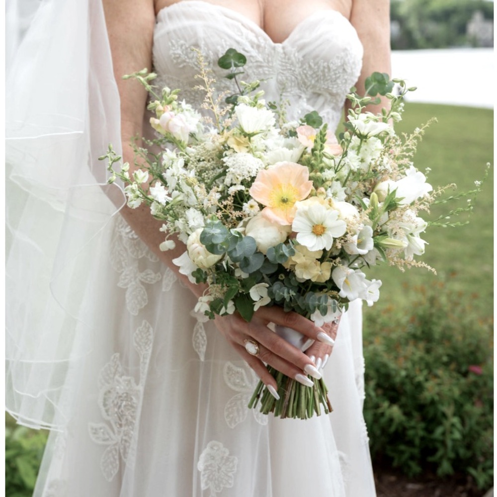 Calla Blanche Wedding Gown, A-line, premiere couture designer dress. Size 12